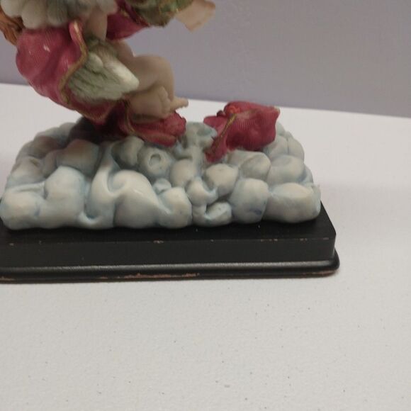 Vintage Elegant Collection Cherub Angel Mantle Clock Ribbon Hot Air Balloon Rare - Picture 11 of 16